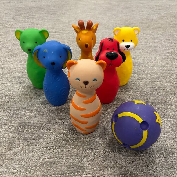 Bowling Set - Baby / Toddler Toy - 7 Pieces (6 pins + 1 ball) - Melissa & Doug - Picture 1 of 10